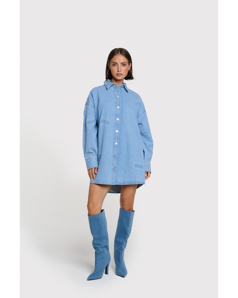 ladies woven Alix denim blouse Licht Blauw ladies woven Alix denim blouse Licht Blauw