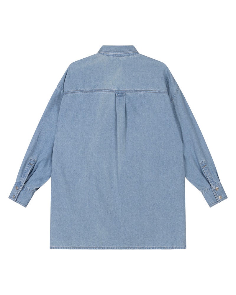 ladies woven Alix denim blouse Licht Blauw ladies woven Alix denim blouse Licht Blauw