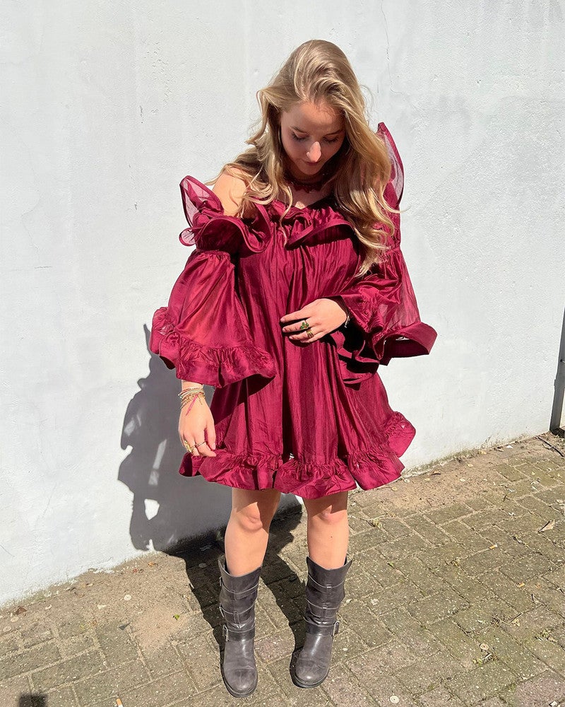 YASFALLULAH O/S DRESS Bordeaux YASFALLULAH O/S DRESS Bordeaux
