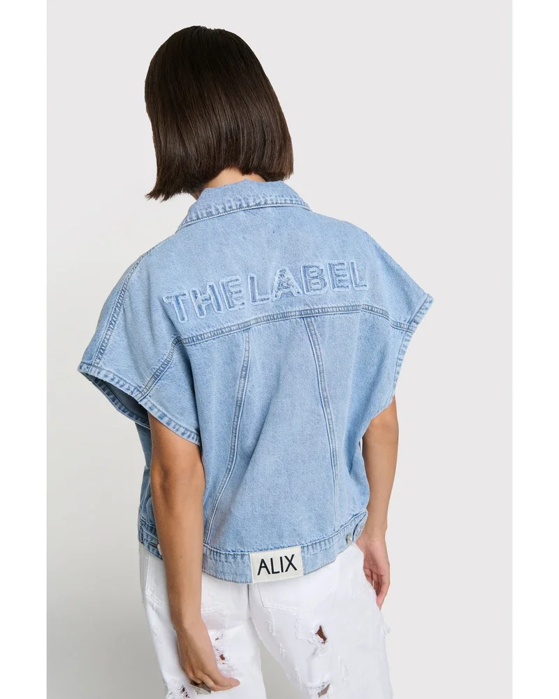 ladies woven soft denim waistcoat Licht Blauw ladies woven soft denim waistcoat Licht Blauw