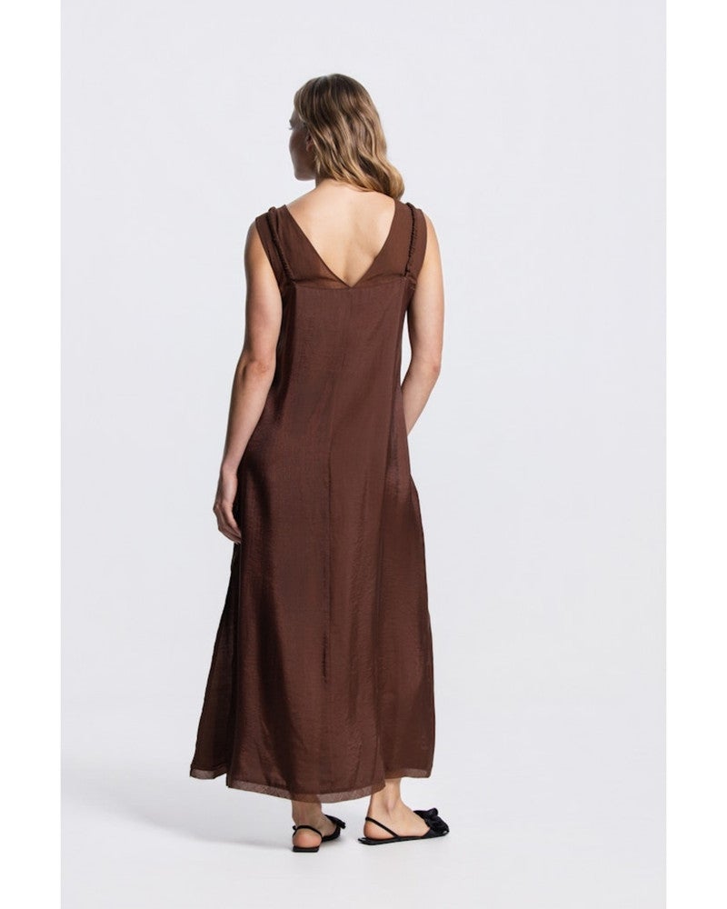 PIXIE JURK LWS 592 sleeveless transparant shoulder long Bruin 1 PIXIE JURK LWS 592 sleeveless transparant shoulder long Bruin 1
