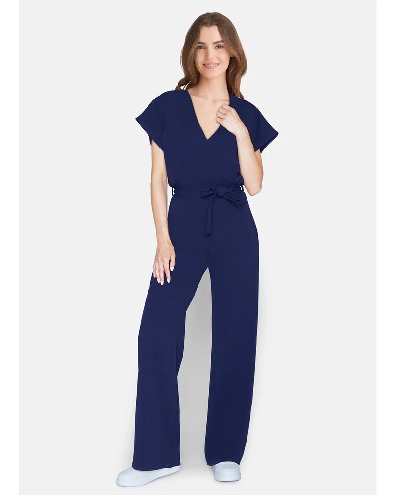 GIRL-JU V-hals Jumpsuit Donker Blauw GIRL-JU V-hals Jumpsuit Donker Blauw