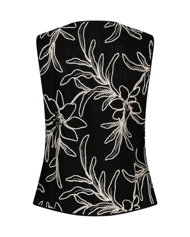 Top wrap over flower embroidery Zwart 1 Top wrap over flower embroidery Zwart 1