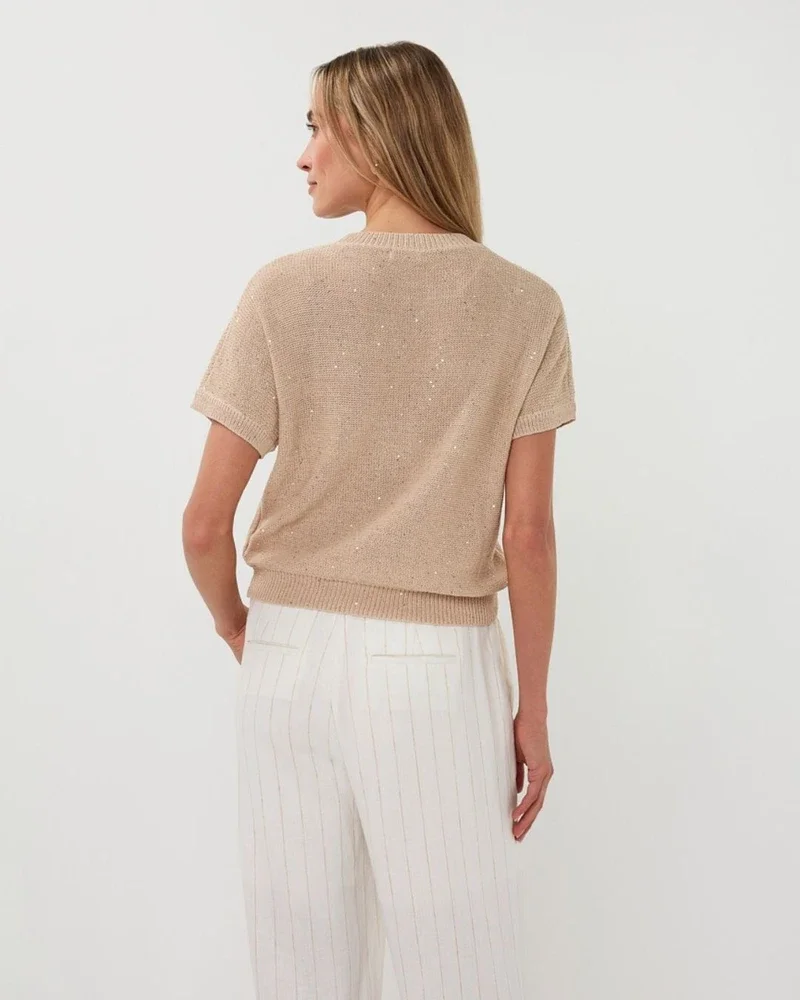 Sweater embroidery flower Beige Sweater embroidery flower Beige