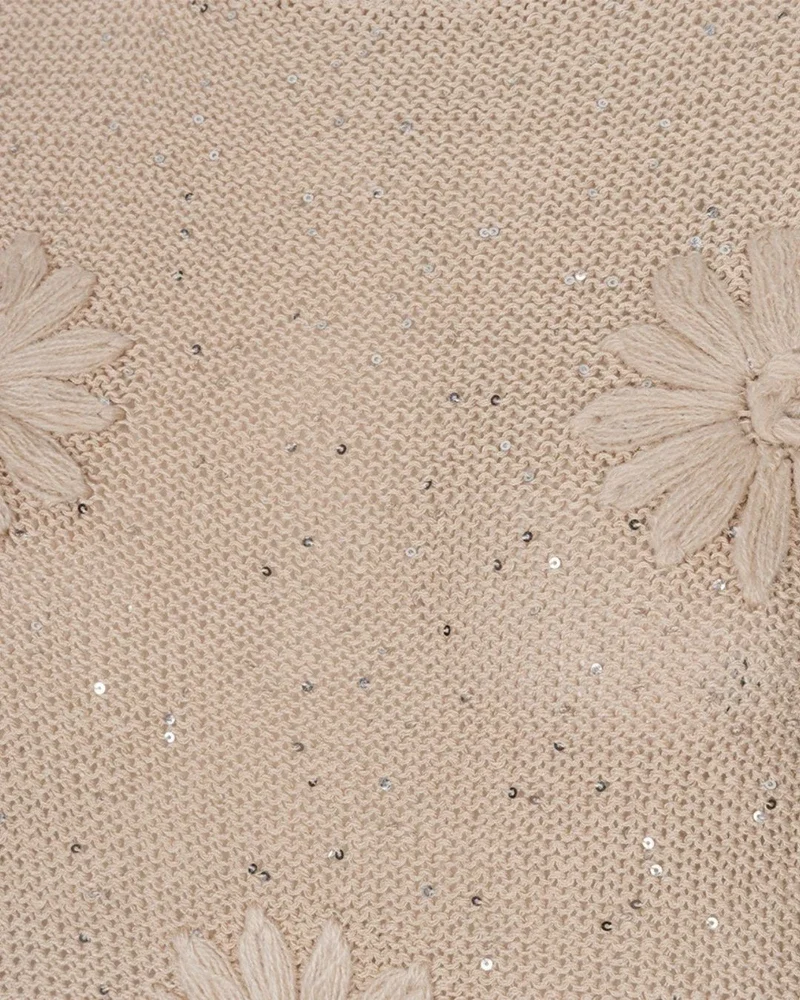 Sweater embroidery flower Beige Sweater embroidery flower Beige