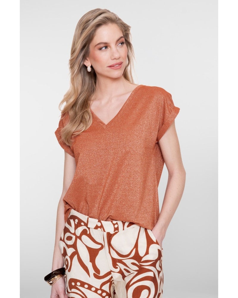 T-shirt lurex V-neck Bruin 1 T-shirt lurex V-neck Bruin 1