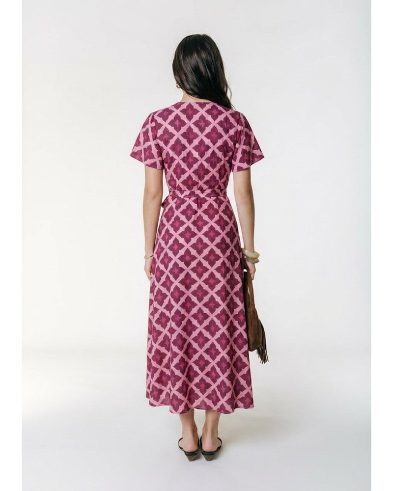 Ava Geo Real Wrap Maxi Dress SS Roze Ava Geo Real Wrap Maxi Dress SS Roze
