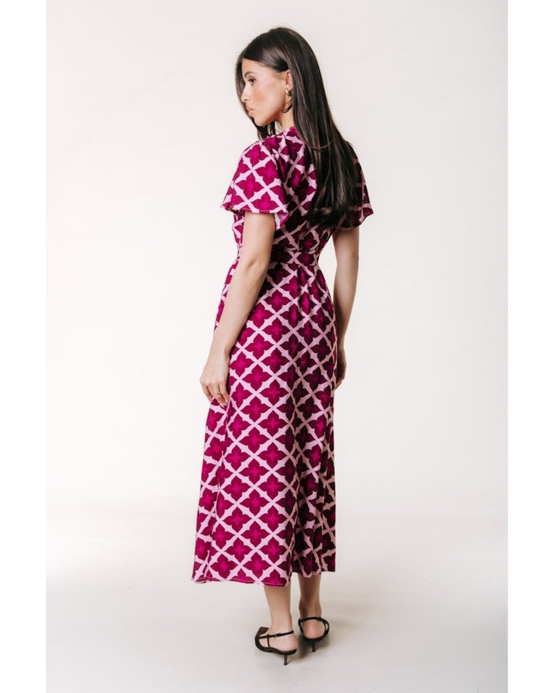 Ava Geo Real Wrap Maxi Dress SS Roze Ava Geo Real Wrap Maxi Dress SS Roze
