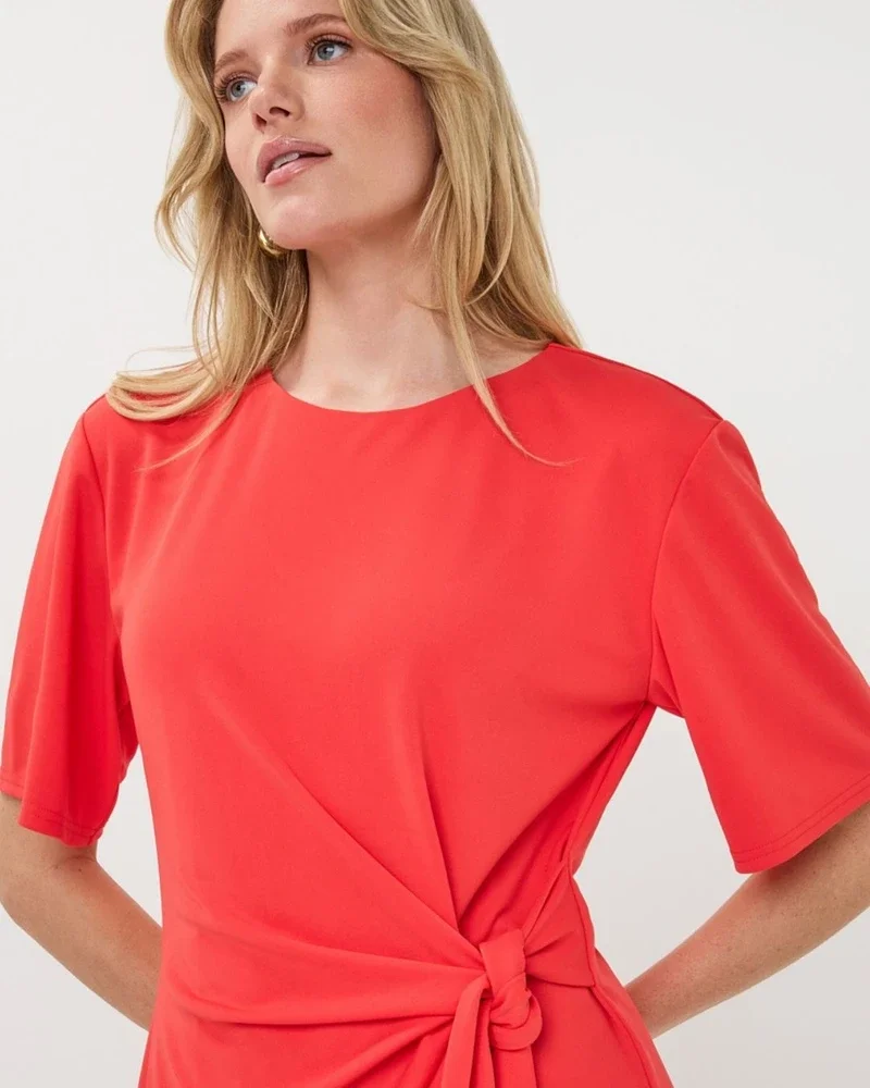 Dress short bow Rood Dress short bow Rood