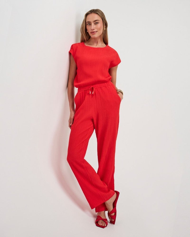 Trousers fancy crinkle Rood Trousers fancy crinkle Rood