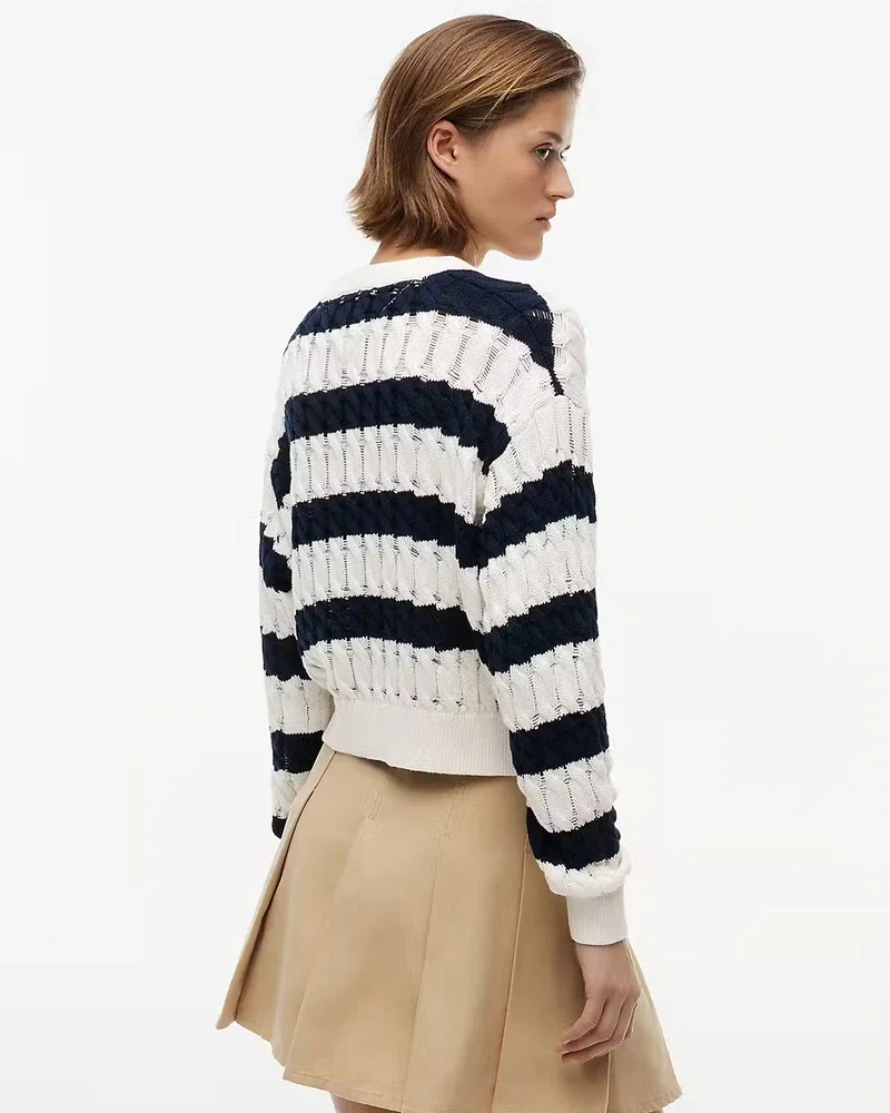 TJW LOOSE CABLE SWEA Donker Blauw TJW LOOSE CABLE SWEA Donker Blauw