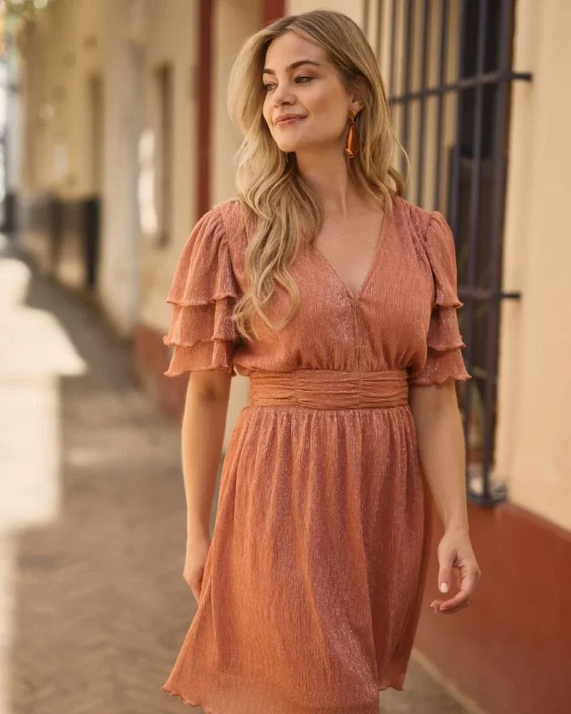 Delvera Flowy Dress Oranje Delvera Flowy Dress Oranje