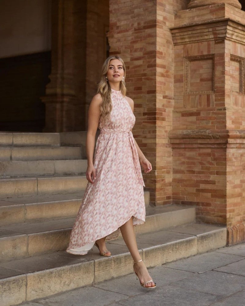 Domi Halter Midi Dress Roze Domi Halter Midi Dress Roze