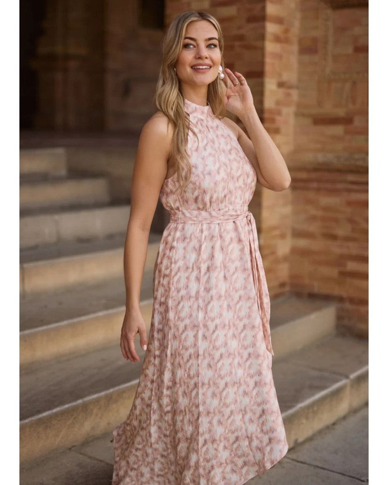 Domi Halter Midi Dress Roze Domi Halter Midi Dress Roze