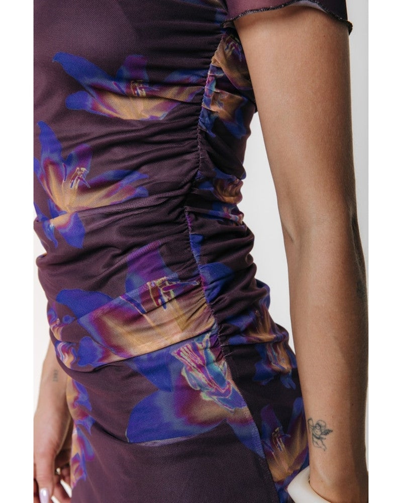 Jolie Flower Mesh Short Dress Paars Jolie Flower Mesh Short Dress Paars