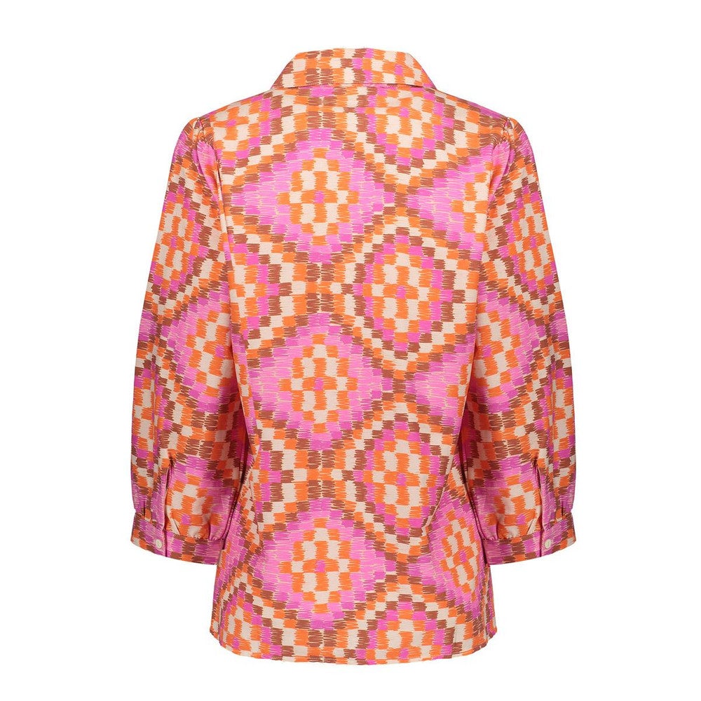 Blouse kleurrijke tile print Roze Blouse kleurrijke tile print Roze