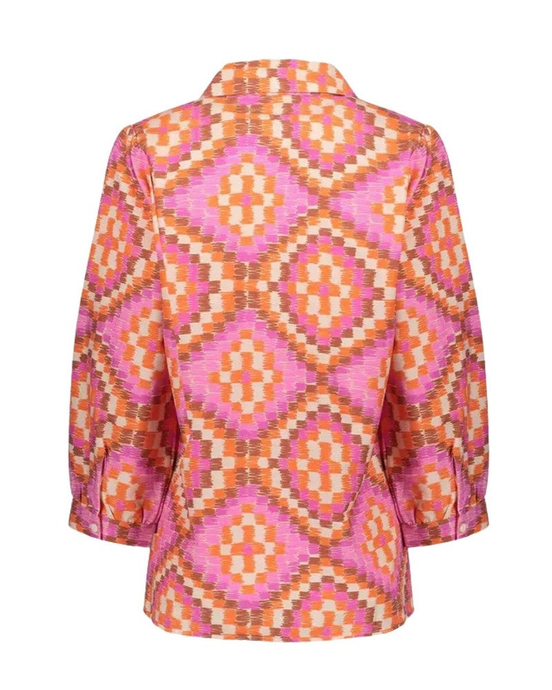 Blouse kleurrijke tile print Roze Blouse kleurrijke tile print Roze