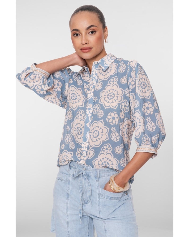 Blouse Flower Cloud Blauw Blouse Flower Cloud Blauw