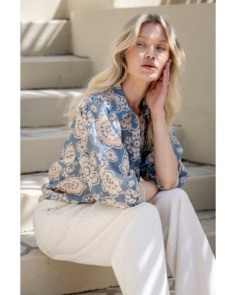 Blouse Flower Cloud Blauw Blouse Flower Cloud Blauw