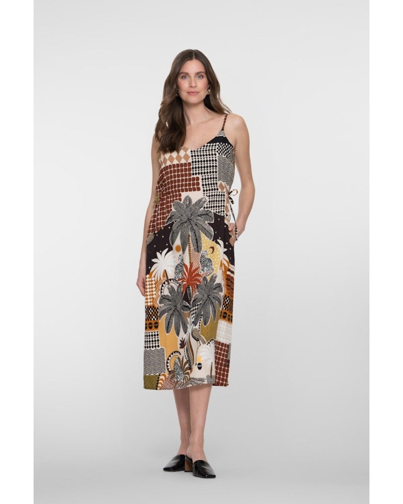 Midi Dress Palmtree Check Bruin 1 Midi Dress Palmtree Check Bruin 1