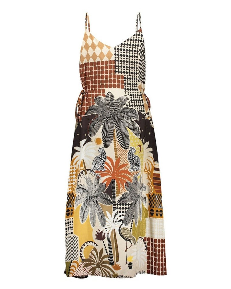 Midi Dress Palmtree Check Bruin 1 Midi Dress Palmtree Check Bruin 1