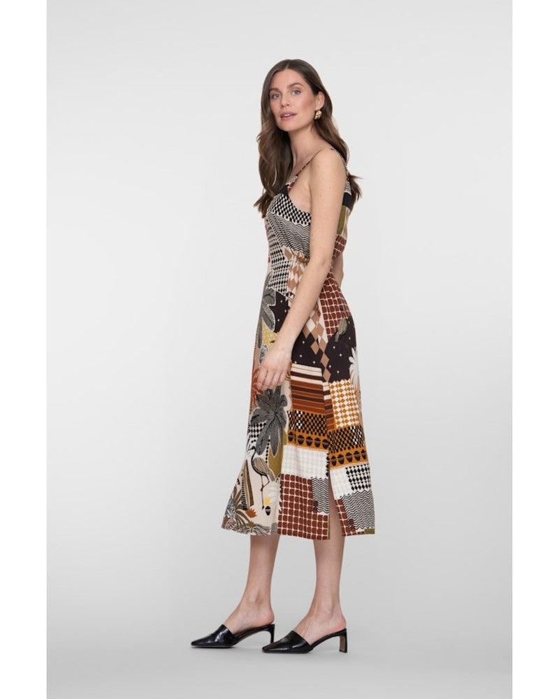 Midi Dress Palmtree Check Bruin 1 Midi Dress Palmtree Check Bruin 1
