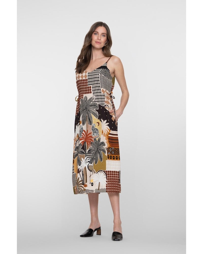 Midi Dress Palmtree Check Bruin 1 Midi Dress Palmtree Check Bruin 1