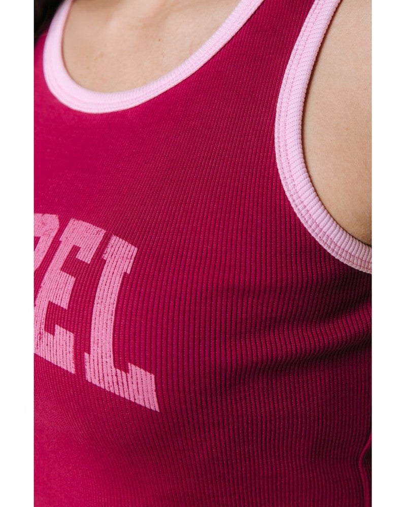 Sachi Contrast Binding Rib Tanktop Roze Sachi Contrast Binding Rib Tanktop Roze
