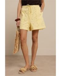 Zena broderie shorts Geel Zena broderie shorts Geel