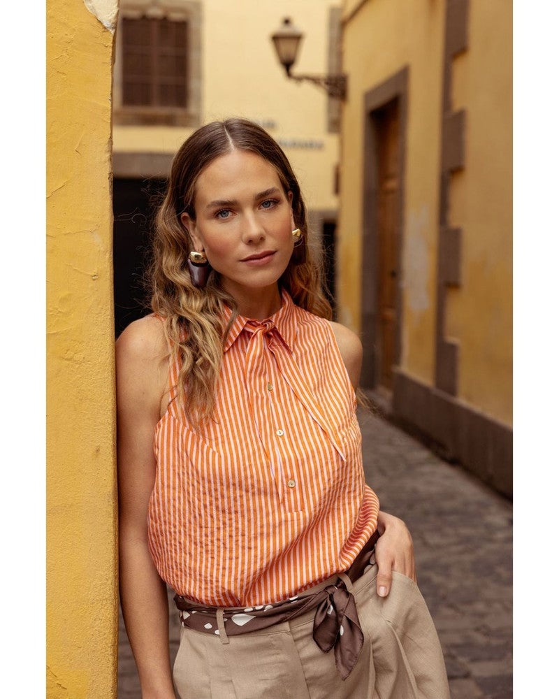 Kimmy stripe poplin blouse Oranje Kimmy stripe poplin blouse Oranje