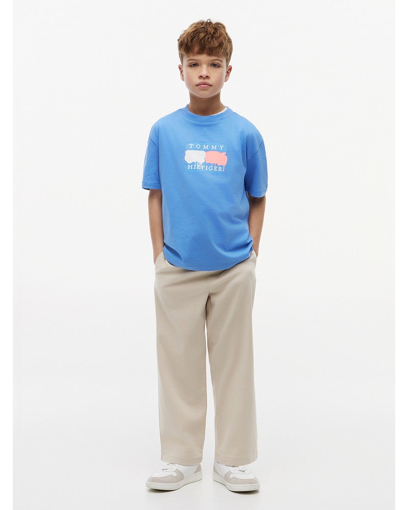 TOMMY FLAG GRAFFITI T-SHIRT Blauw TOMMY FLAG GRAFFITI T-SHIRT Blauw