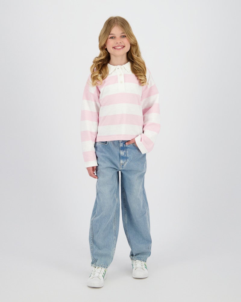 Jorien Striped Polo Tee Roze Jorien Striped Polo Tee Roze