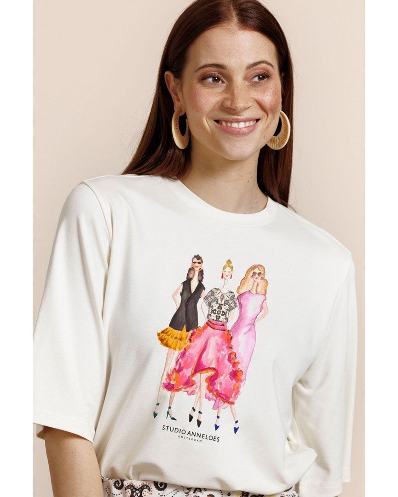 Fiore anniversary round neck t-shirt Ecru Fiore anniversary round neck t-shirt Ecru