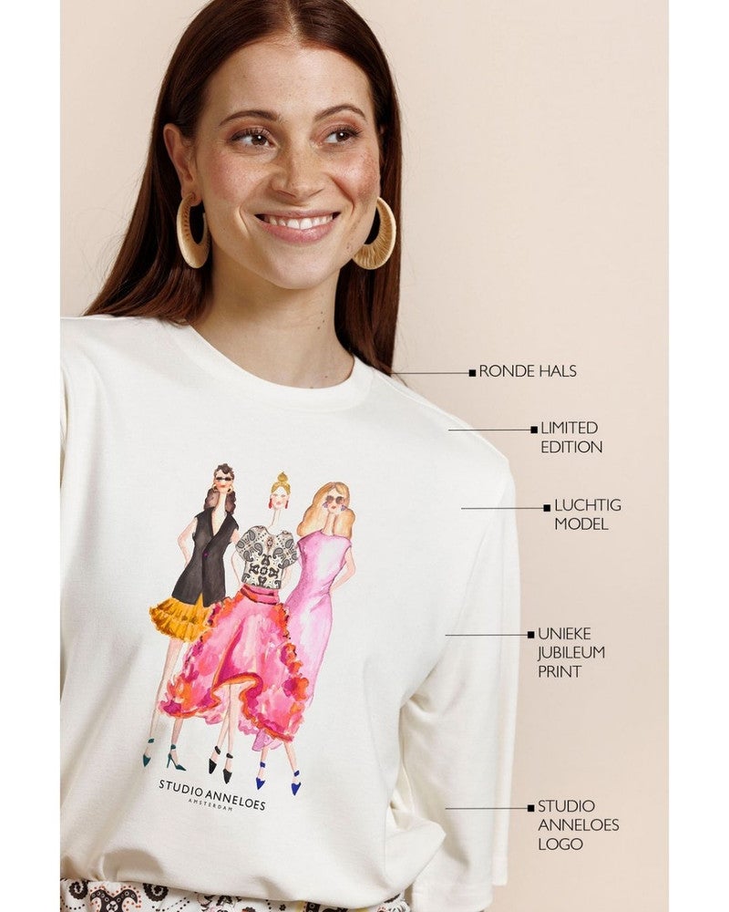 Fiore anniversary round neck t-shirt Ecru Fiore anniversary round neck t-shirt Ecru