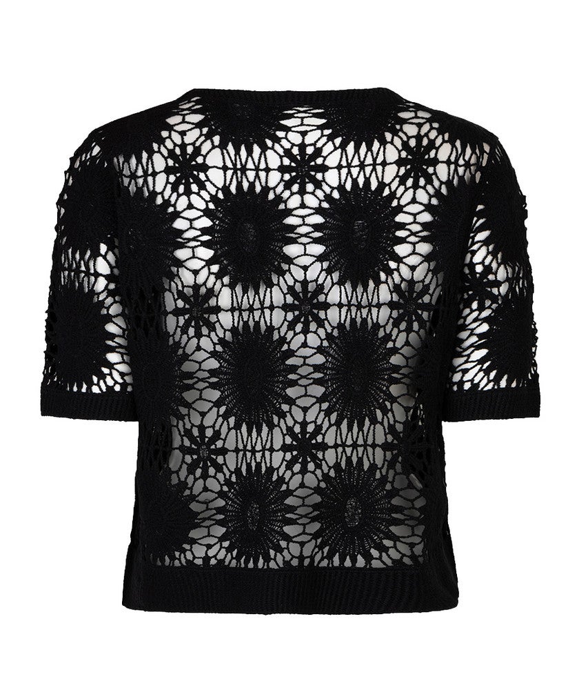 Cardigan crochet s/slve Zwart 1 Cardigan crochet s/slve Zwart 1
