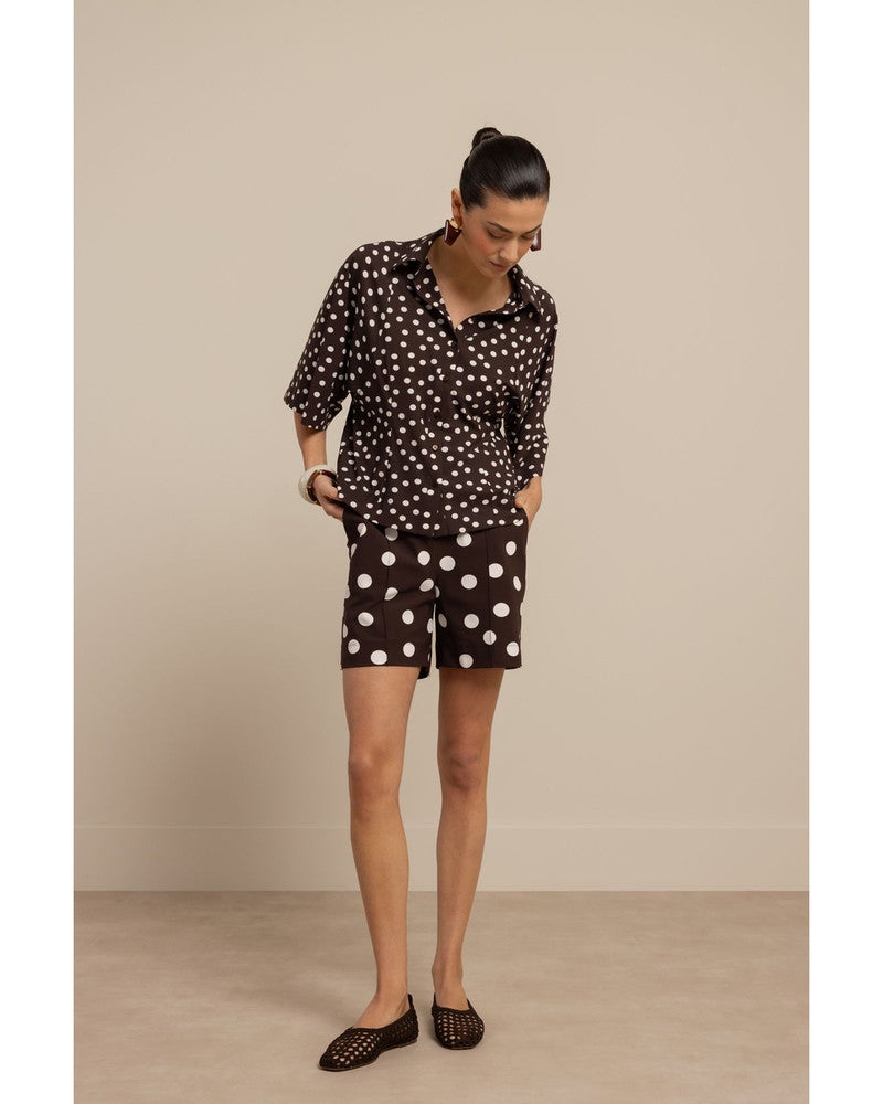 Fabienne dot blouse Bruin 1 Fabienne dot blouse Bruin 1