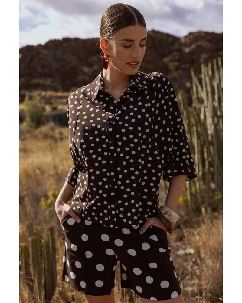 Fabienne dot blouse Bruin 1 Fabienne dot blouse Bruin 1