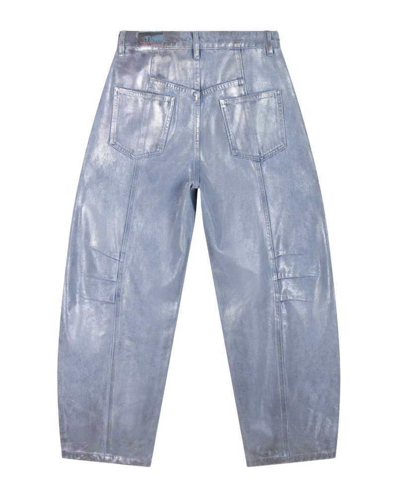 ladies woven pleated balloon jeans LYON Blauw ladies woven pleated balloon jeans LYON Blauw