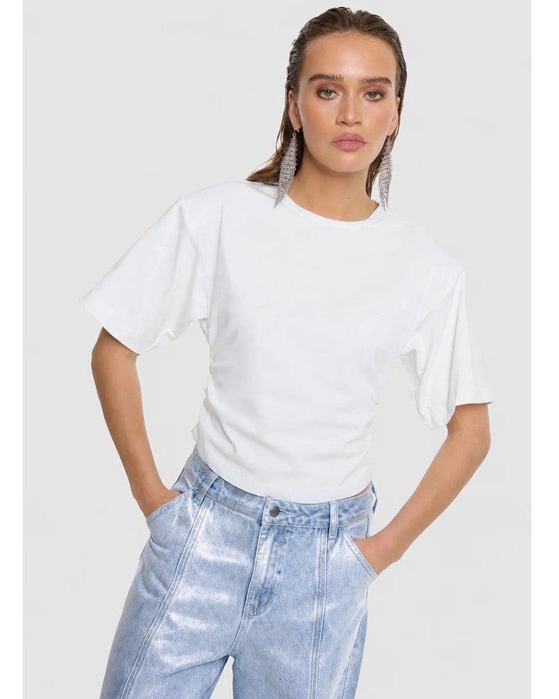 ladies knitted cropped t-shirt ELLIS Wit 1 ladies knitted cropped t-shirt ELLIS Wit 1