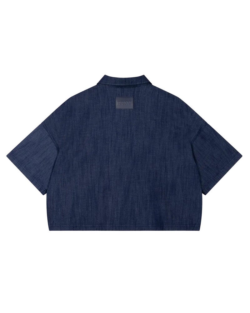 ladies woven short sleeve denim jacket ADELINE Donker Blauw ladies woven short sleeve denim jacket ADELINE Donker Blauw