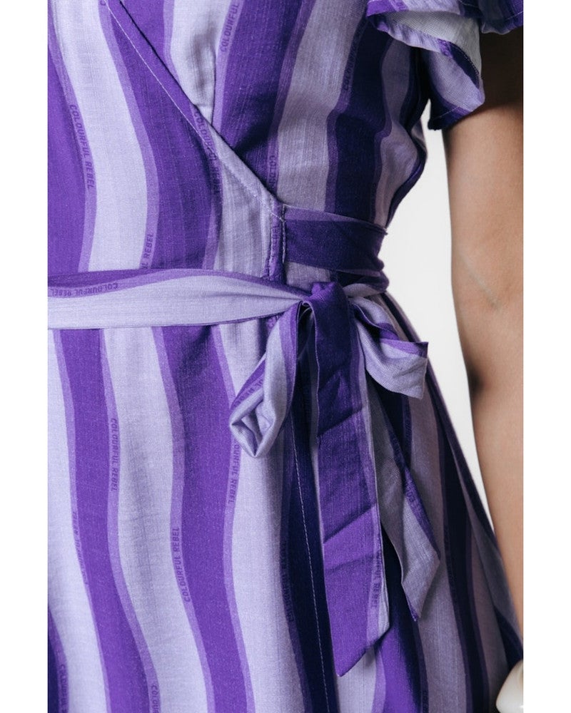Ava Wavy Stripe Maxi Wrap Dress Paars Ava Wavy Stripe Maxi Wrap Dress Paars