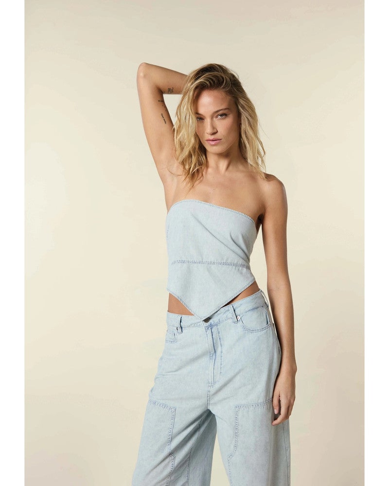 Denim Bandana Top Blauw Denim Bandana Top Blauw