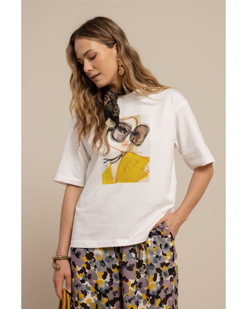 Astrid Vos fiep t-shirt Off White Astrid Vos fiep t-shirt Off White