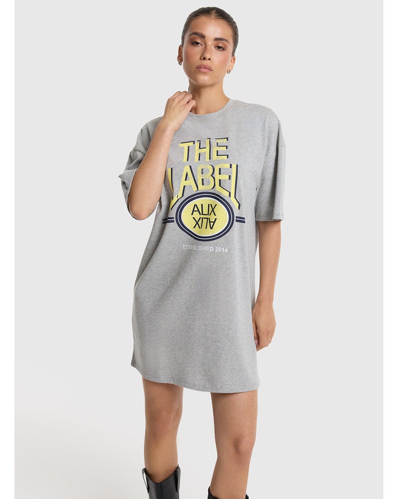 ladies knitted the label t-shirt dress Grijs ladies knitted the label t-shirt dress Grijs