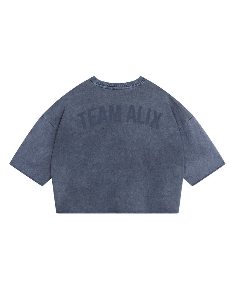 ladies knitted cut seam sweat t-shirt Donker Blauw ladies knitted cut seam sweat t-shirt Donker Blauw