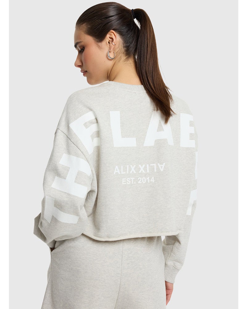 ladies knitted back print sweater Grijs ladies knitted back print sweater Grijs