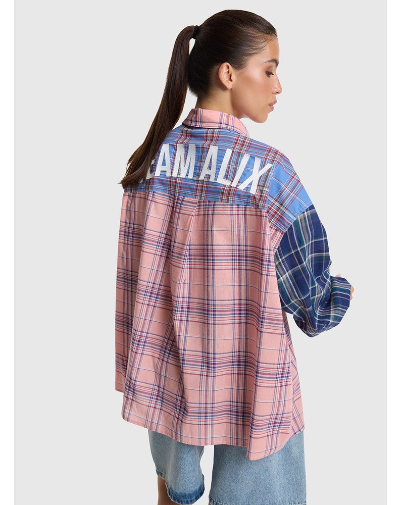 ladies woven check mix blouse Multi ladies woven check mix blouse Multi