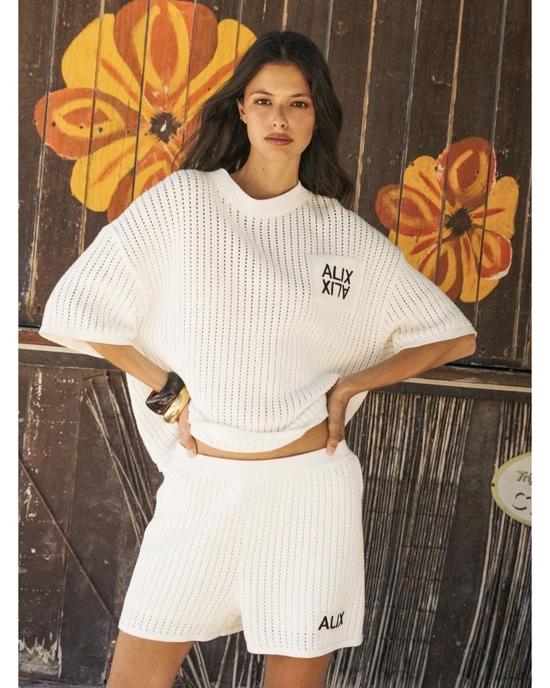 ladies knitted ajour shorts Ecru ladies knitted ajour shorts Ecru