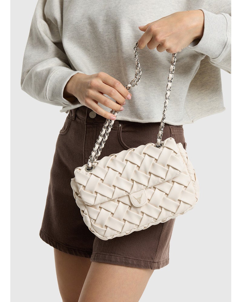ladies woven small boucle bag Ecru ladies woven small boucle bag Ecru