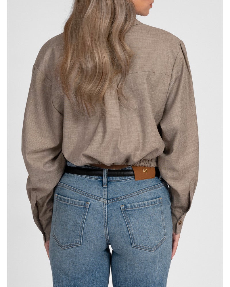 Ozzy Wrap Blouse Beige Ozzy Wrap Blouse Beige